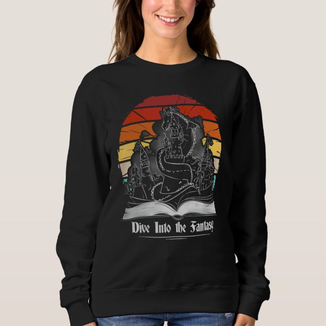 Sudadera Libro de cuentos antiguo Reino Dragón se sumerge e (Anverso)