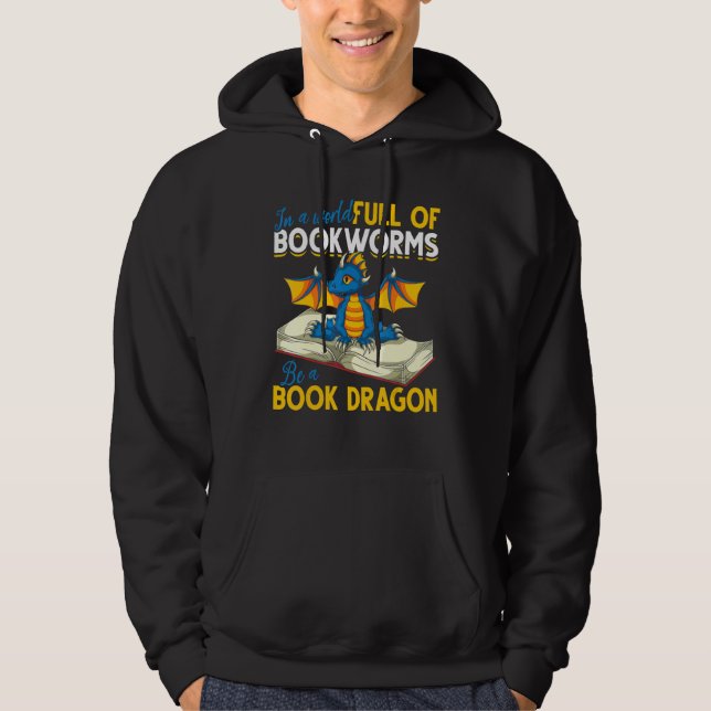 Sudadera Libro leyendo librogusano biblioteca dragón de lib (Anverso)