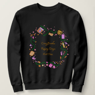 Sudadera Libros Acogedores, Días Lluviosos, Té Caliente