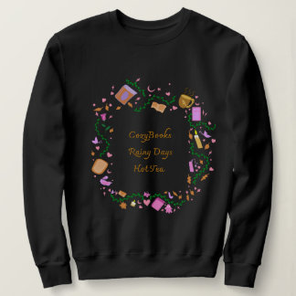 Sudadera Libros Acogedores, Días Lluviosos, Té Caliente