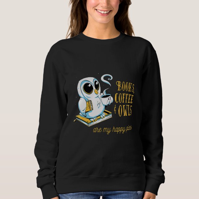 Sudadera libros café búhos leer (Anverso)