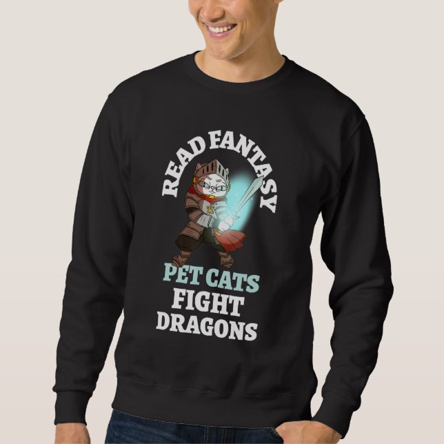 Sudadera Libros Cats Dragons Funny Knight Bookish Fantasy B (Anverso)
