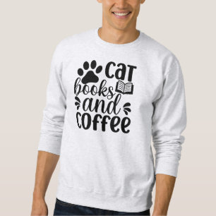 Sudadera "Libros de Gatos y Café" Tipografía Adorable
