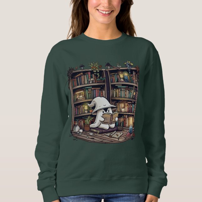 Sudadera Libros de lectura de fantasmas retro – Libro espel (Anverso)