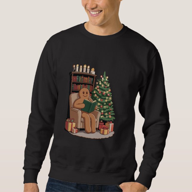 Sudadera Libros de lectura de pan de jengibre retro Navidad (Anverso)