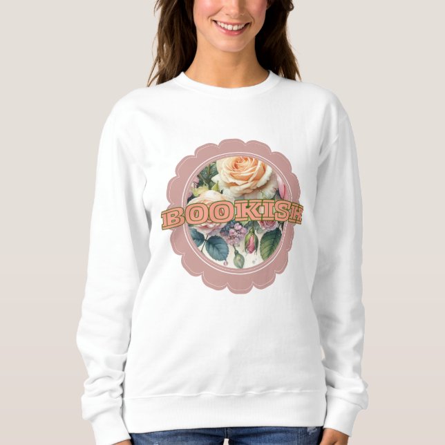 Sudadera Libros Florales con Estilo Académico  (Anverso)