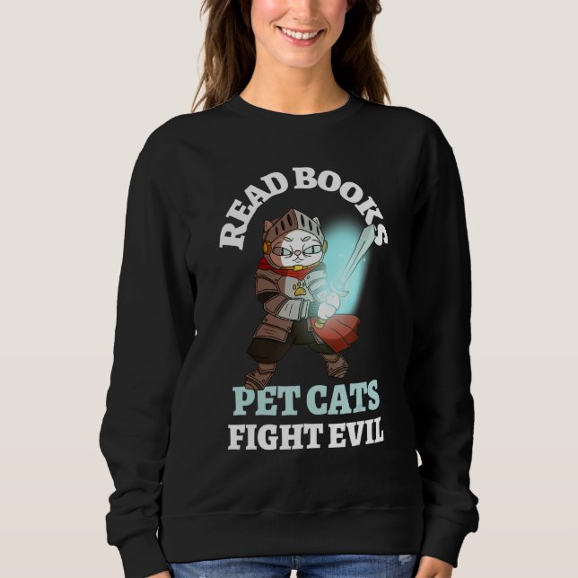 Sudadera Libros Gatos Mal Gracioso Knight Bookish Reading B (Anverso)
