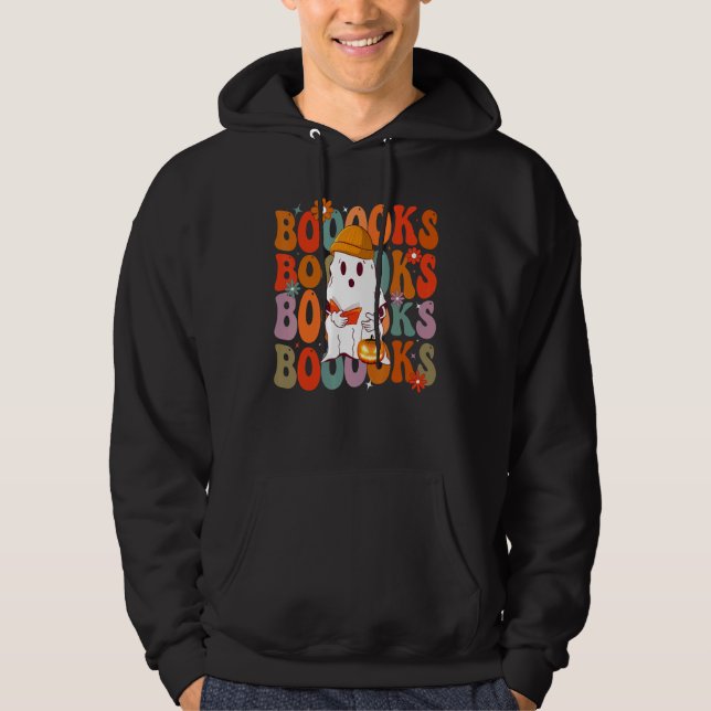 Sudadera Libros Groovy Cute Fantasma Libro Retro Leyendo Ha (Anverso)