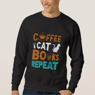 Sudadera Libros para gato de café Repite, lee y ama al café