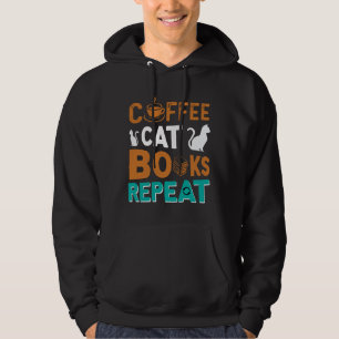 Sudadera Libros para gato de café Repite, lee y ama al café