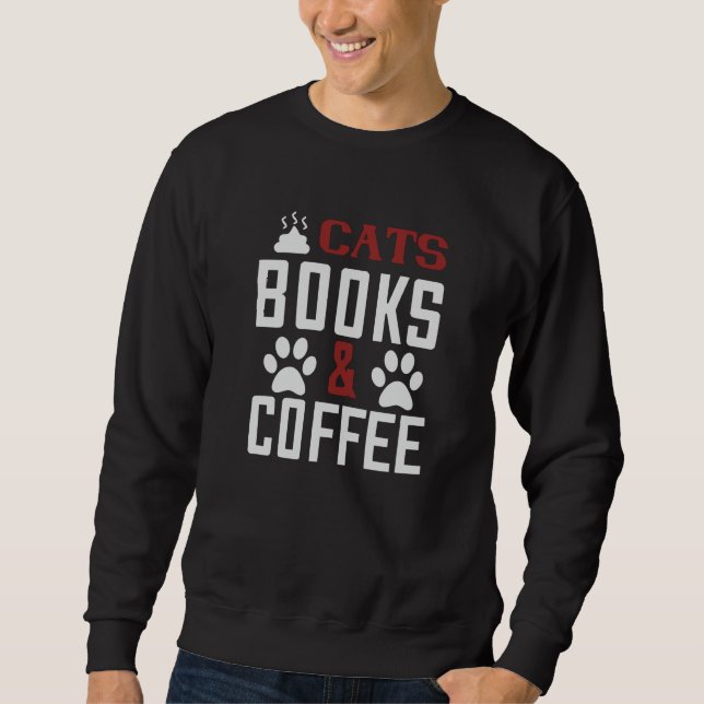 Sudadera Libros y café para gatos v2 (Anverso)
