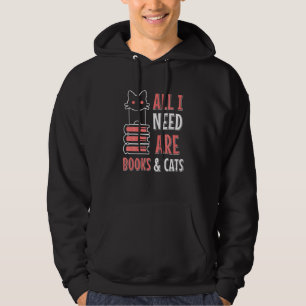 Sudadera Libros Y Gatos Lo Único Que Necesito Son Libros Ca