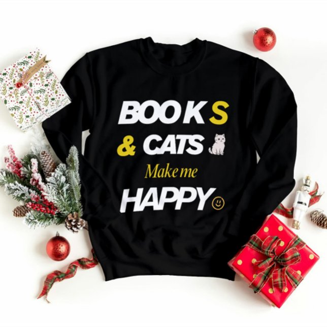 Sudadera Libros y gatos me hacen feliz (Subido por el creador)