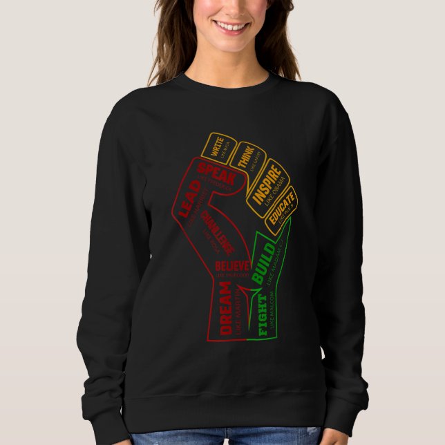 Sudadera Líderes negros inspiradores Puño de poder Mano Mes (Anverso)