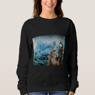 Sudadera Lienzo Siberiano De Arte Husky Imprime El Camino D