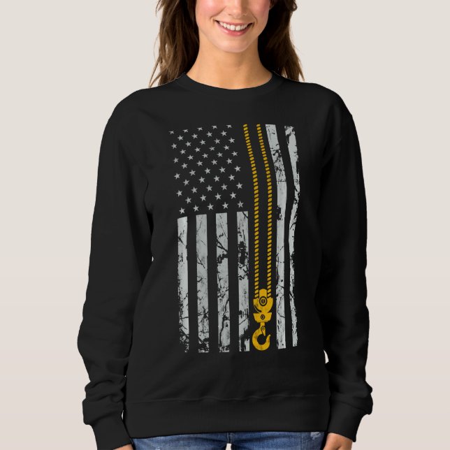 Sudadera Lifting Hook Thin American Flag Crane Operator (Anverso)