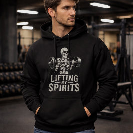 Sudadera Lifting My Spirits Bodybuilding Skeleton Funny Gym