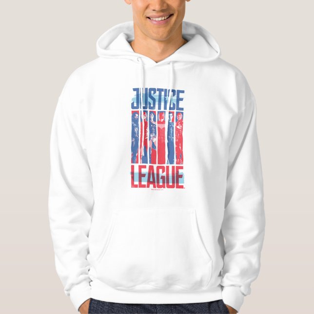 Sudadera Liga de la Justicia | Arte pop de grupo azul y roj (Anverso)