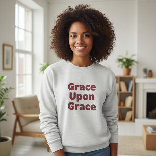 Sudadera Light Gray Slogan Sweatshirt Grace Upon Grace