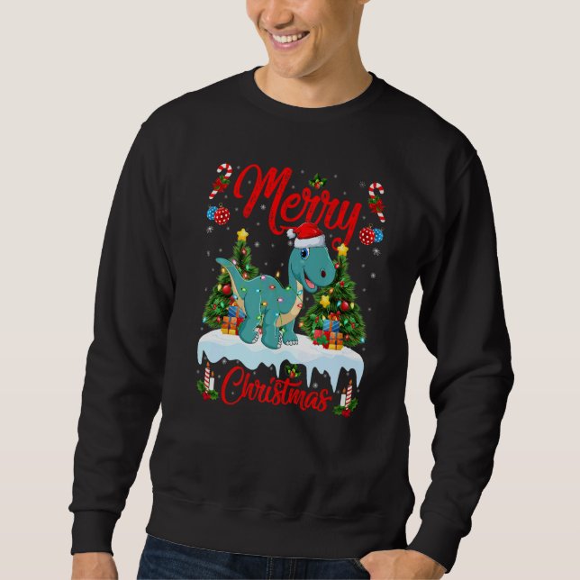 Sudadera Lights Xmas Tree Santa Brontosaurus Dinosaur Chris (Anverso)