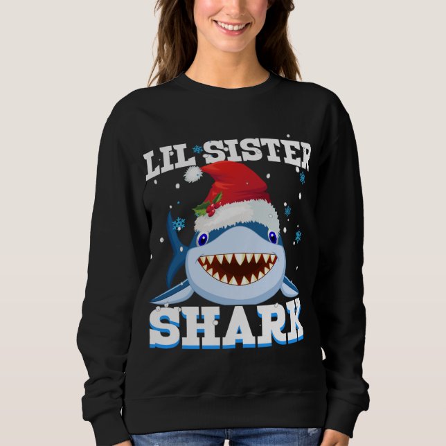 Sudadera Lil Sister Shark Santa Hat Navidades (Anverso)