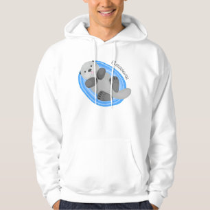Sudadera Linda ilustración de dibujos animados azules de nu