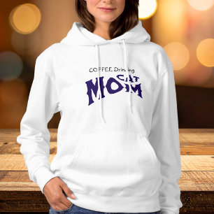 Sudadera Linda mamá gata bebedora de CAFE Negro/Azul sobre 