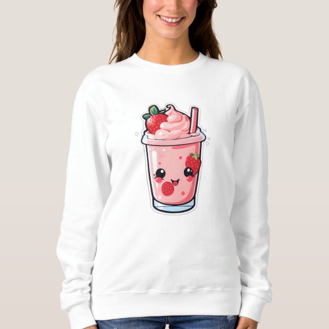 Sudadera linda y hermosa leche de fresa kawaii (Anverso)