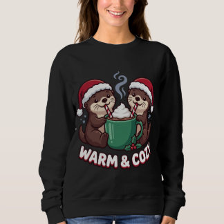 Sudadera Lindas nutrias Christmas Matching Cálido y Acogedo