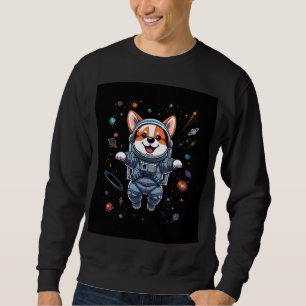 Sudadera Lindo astronauta Corgi flotando en el espacio