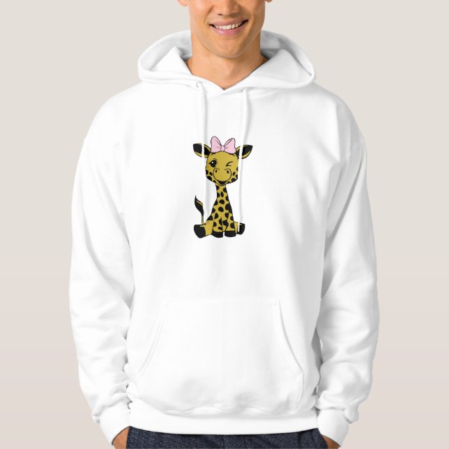 Sudadera lindo bebé Giraffe con arco rosa (Anverso)