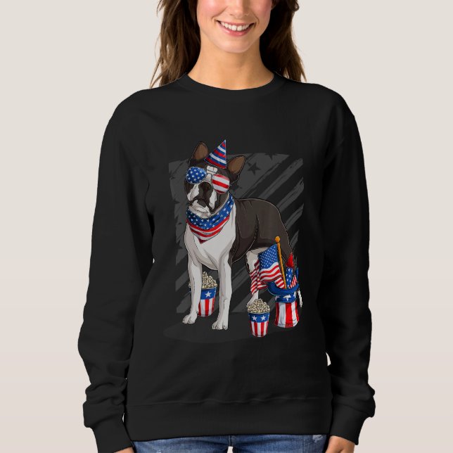 Sudadera Lindo Boston Terrier 4 De Julio Gafas De Sol Bande (Anverso)