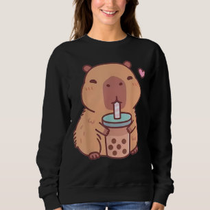 Sudadera Lindo Capybara Kawaii Anime Bebiendo Bubble Tea