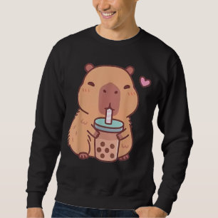 Sudadera Lindo Capybara Kawaii Anime Bebiendo Bubble Tea