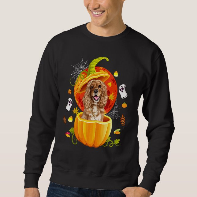 Sudadera Lindo Cocker Spaniel Calabaza  Halloween Perro  1 (Anverso)