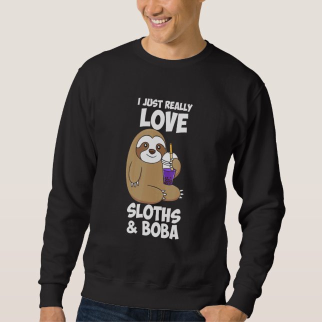 Sudadera Lindo diseño de boba de perezosos que amo (Anverso)