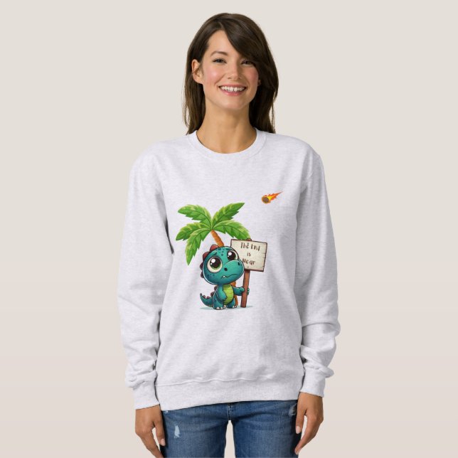 Sudadera lindo, divertido dinosaurio (Anverso completo)