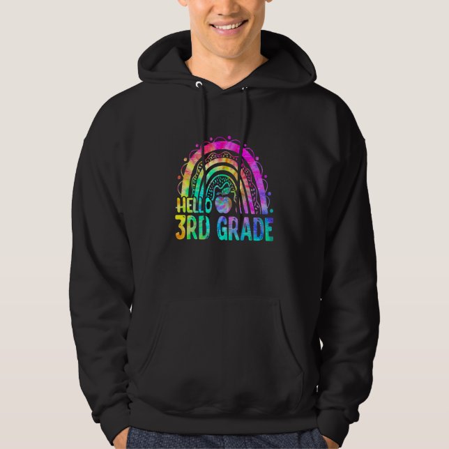 Sudadera Lindo Hello 3er Grado Tie Dye Arcoíris De Vuelta a (Anverso)