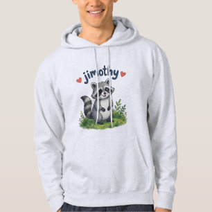 Sudadera Lindo Jimothy Mapache en el Jardín con Corazones