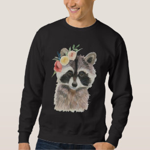 Sudadera Lindo Mapache Floral Animal Lindo para Niñas Mujer