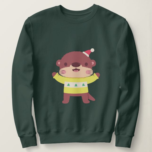 Sudadera Lindo nutria de Navidad (Anverso del diseño)