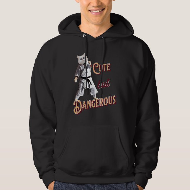 Sudadera Lindo Pero Peligroso  Gato Karate Taekwondo (Anverso)
