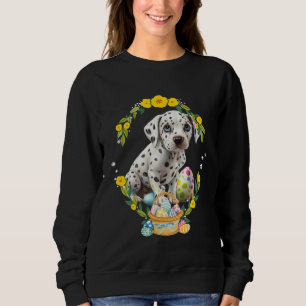 Sudadera Lindo perro dálmata cachorro dálmata floral Pascua