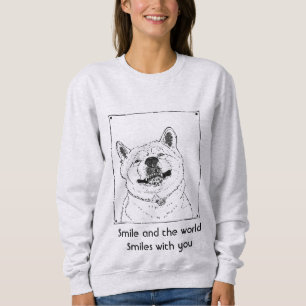 Sudadera lindo perro gracioso sonriendo con eslogan ascende