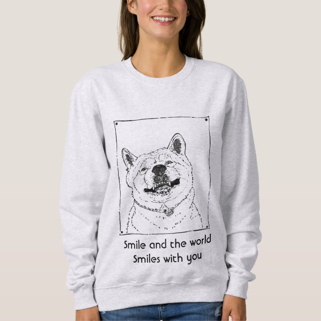 Sudadera lindo perro gracioso sonriendo con eslogan ascende (Anverso)
