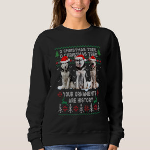 Sudadera Lindo perro Husky Siberiano Oh árbol de Navidad Fe
