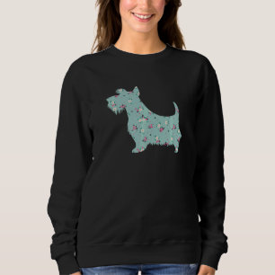 Sudadera Lindo perro Terrier Escocés Flor Silueta Floral