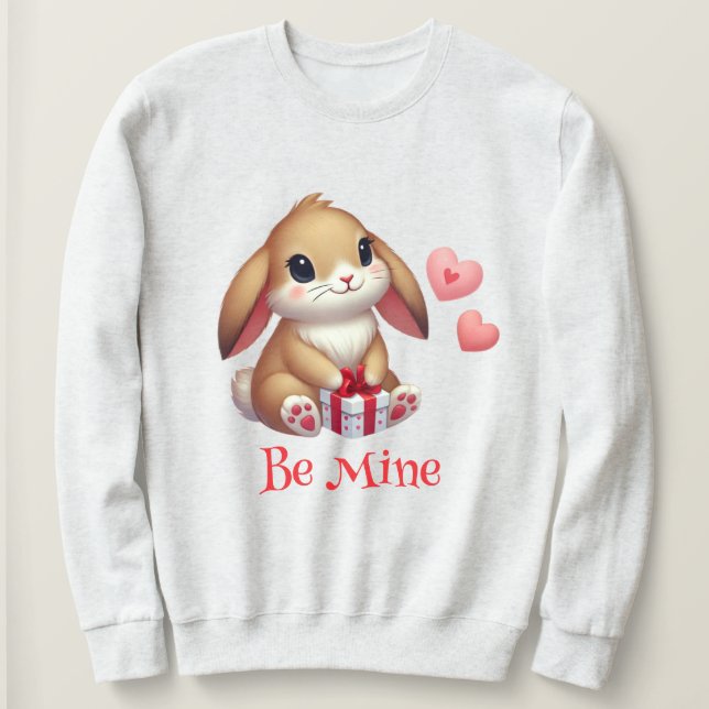 Sudadera Lindo, sé mío conejito de San Valentín (Anverso del diseño)