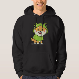 Sudadera Lindo Shiba Inu con disfraz de rana Perro con disf