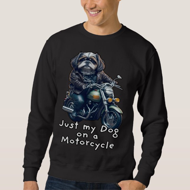 Sudadera Lindo Shih Tzu pasea en una motocicleta Navidad 1 (Anverso)